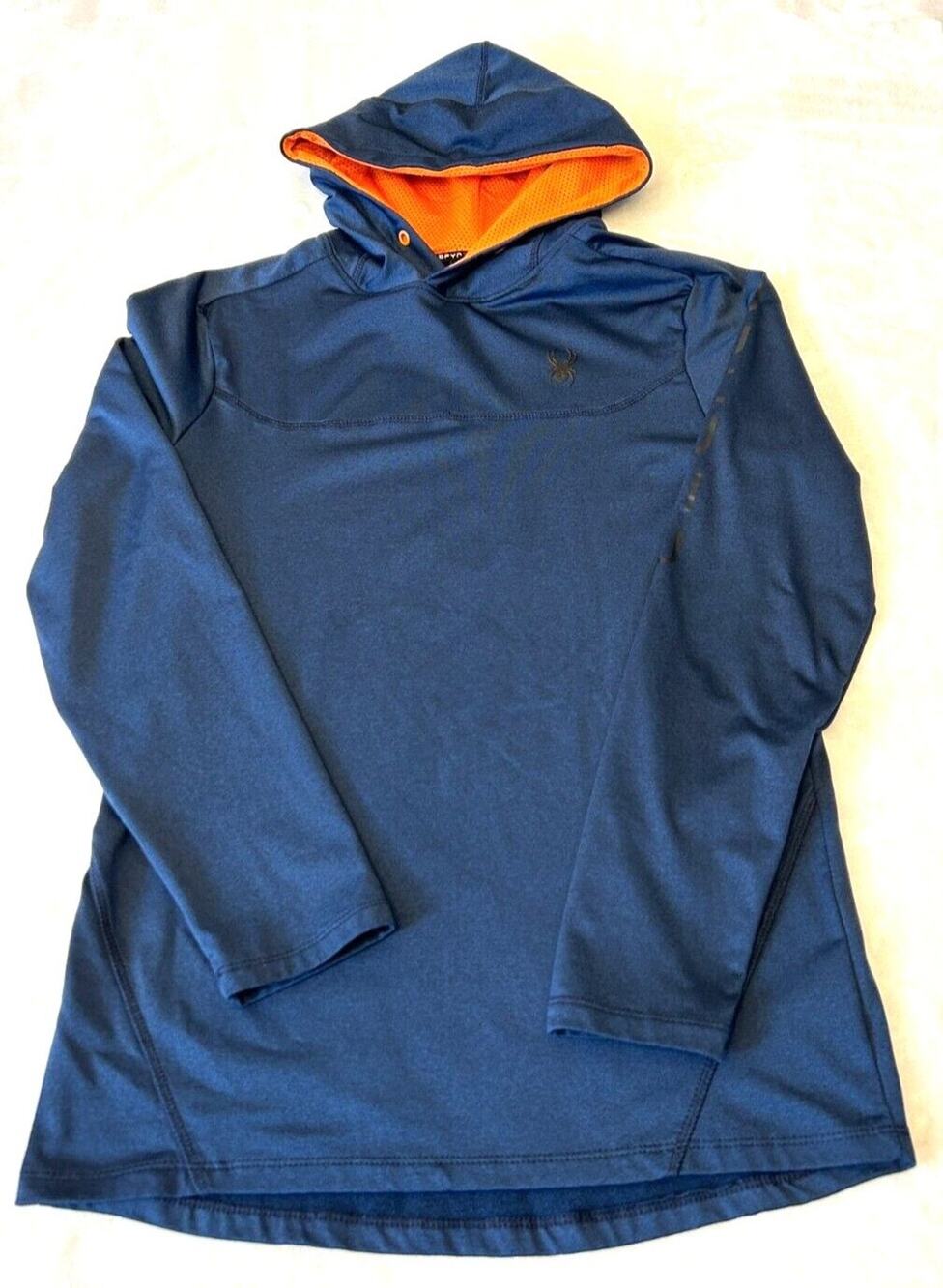 Spyder Active ProW-B Sweatshirt Men Hooded Sz S Blue Stretch Outdoor Athletic